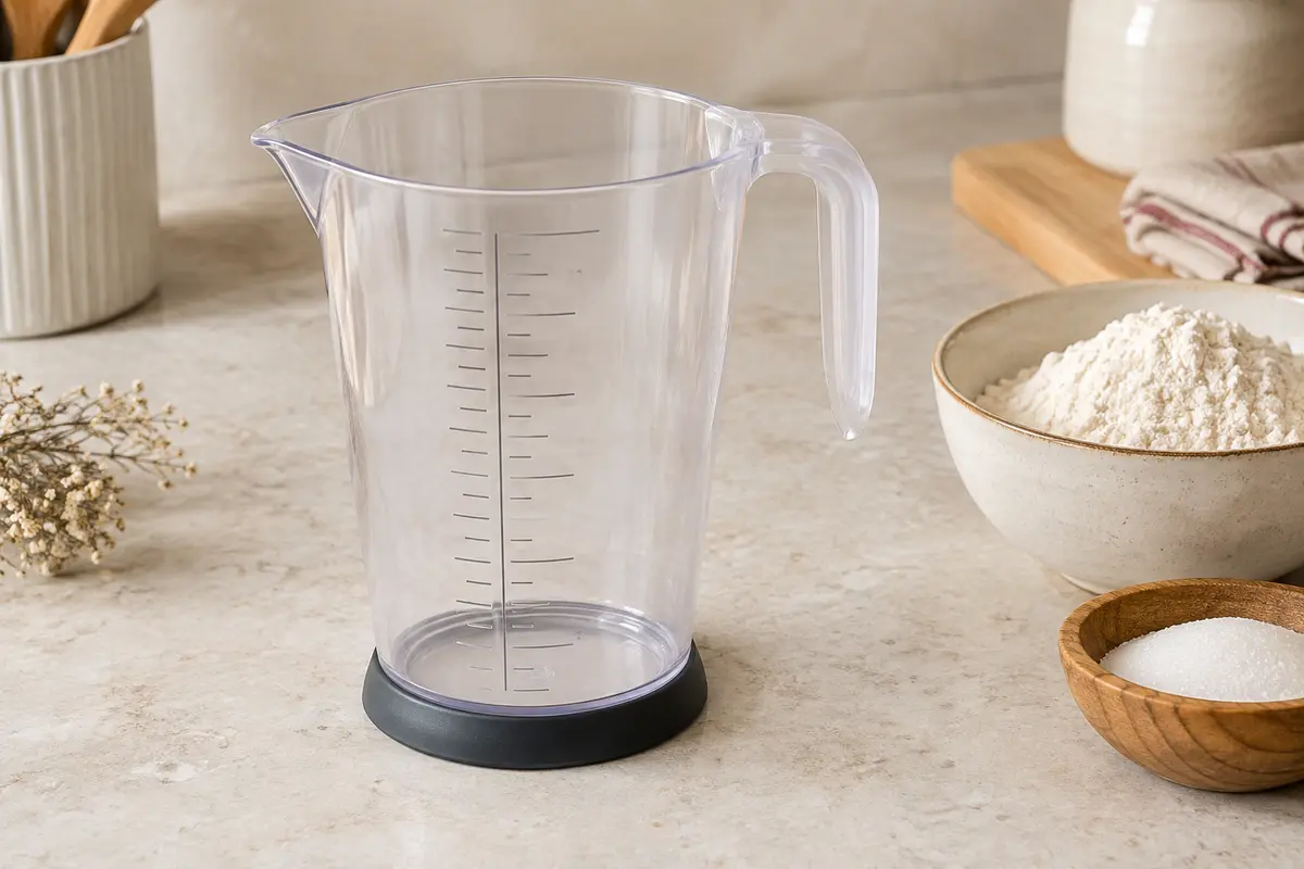 Verre doseur gradué en plastique de 500 ml avec bec verseur et base antidérapante